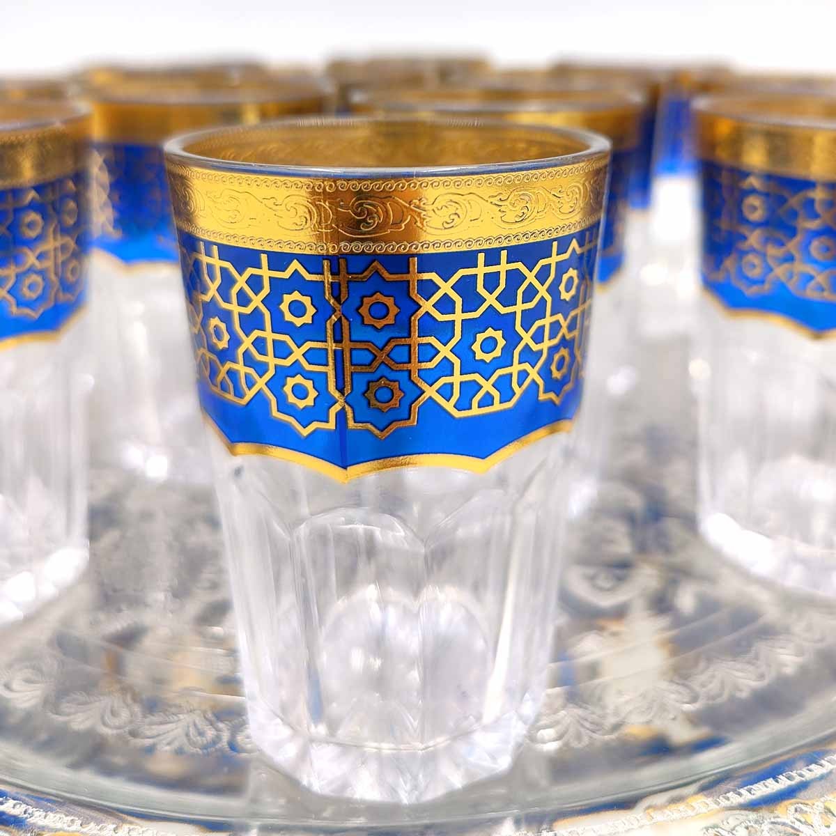 Juego 12 Vasos de Te Moruno Grandes - Decoración Andalusí - Modelo Mozarabe 180ml