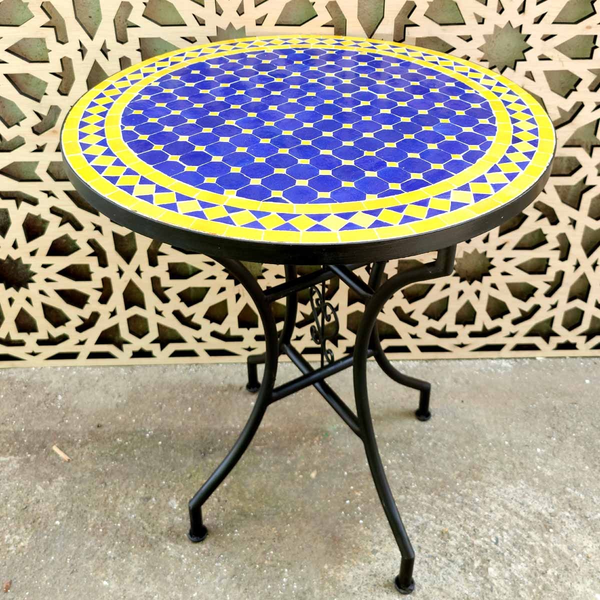MESA DE MOSÁICO JARDIN TERRAZA PATIO - REDONDA - ZELLIGE- AZULEJOS FEZ - MODELO AGADIR DAUR