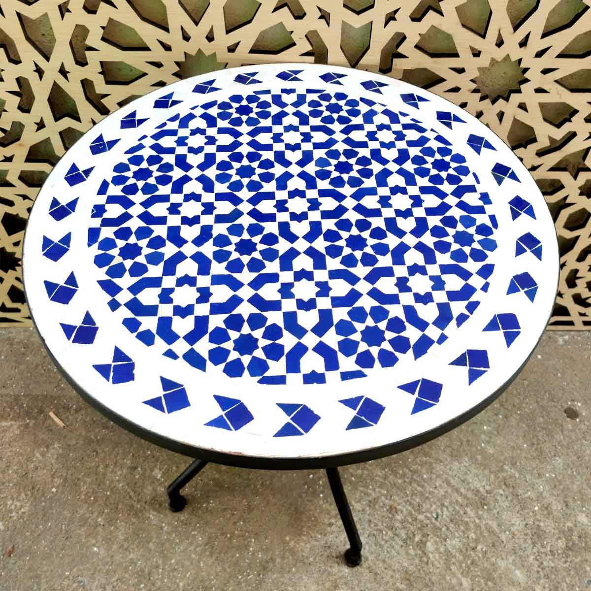 Mesa de mosaico artesanal andalusí para jardín y terraza: Un toque de encanto árabe para el verano Modelo Tarudan 2