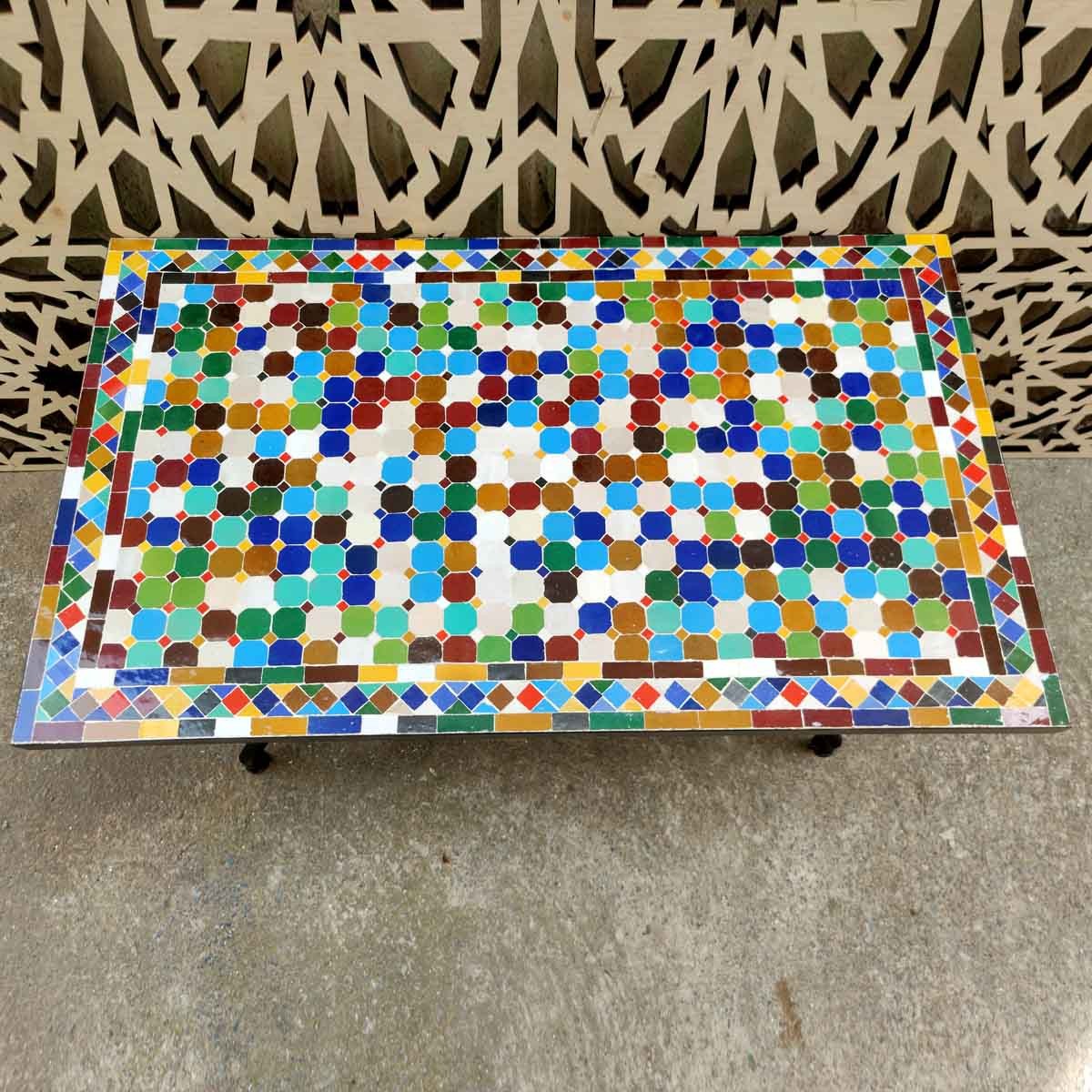 Mesa Mosaico Exterior Jardin Terraza Baja Chill out Artesanía marroquí Decoración Hogar Andalusí Modelo Mulawan