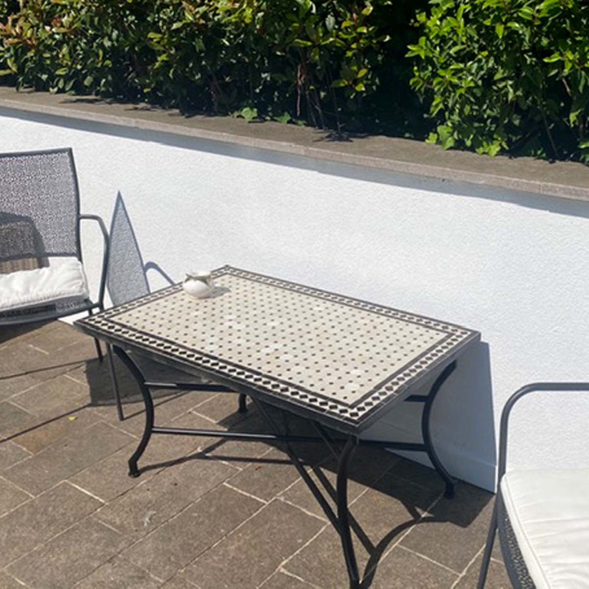 Mesa Mosaico Exterior Jardin Terraza Baja Chill out Artesanía marroquí Decoración Hogar Andalusí Modelo Aadi Aswad