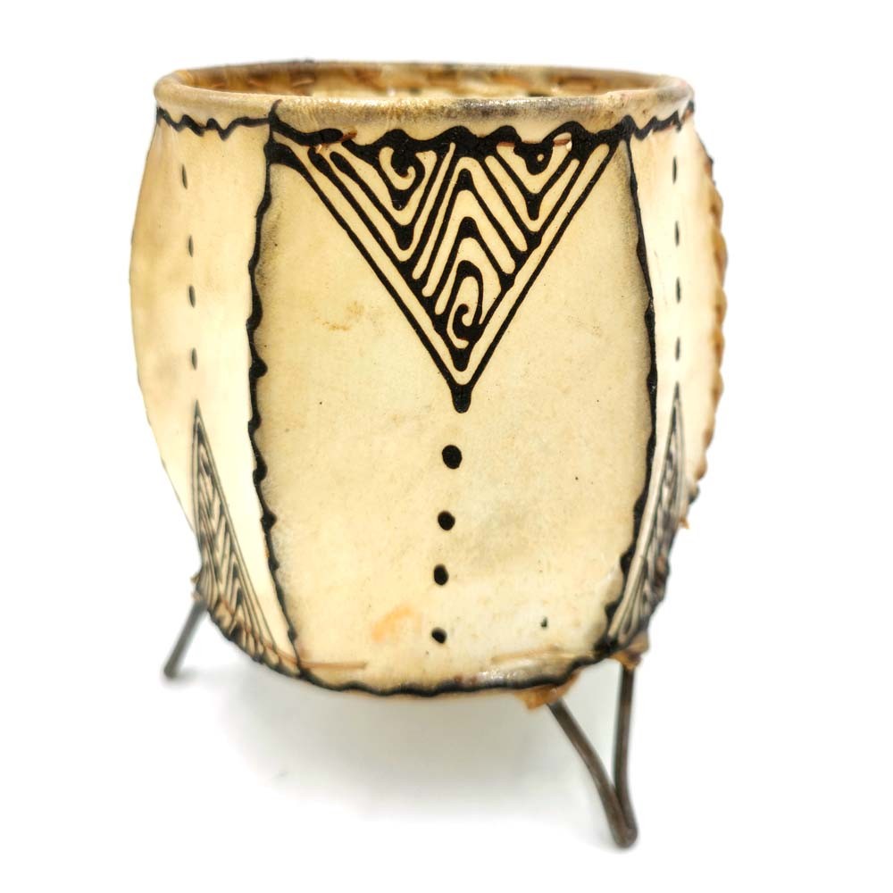 Porta Velas Piel Pintado con Henna - Artesanía Marroquí Decoración Andalusí Modelo Dauratun