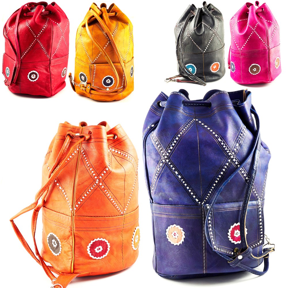 Bolso de Cuero Artesano - Congo - Varios Colores - 2 Tamaños