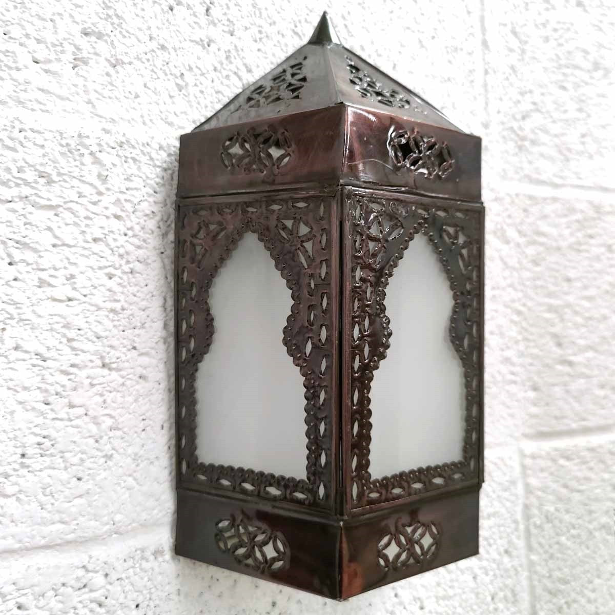 Aplique Interior Pared Cristal y Metal - Decoración Árabe Andalusí - Modelo Bab Alkauzar ABIAD