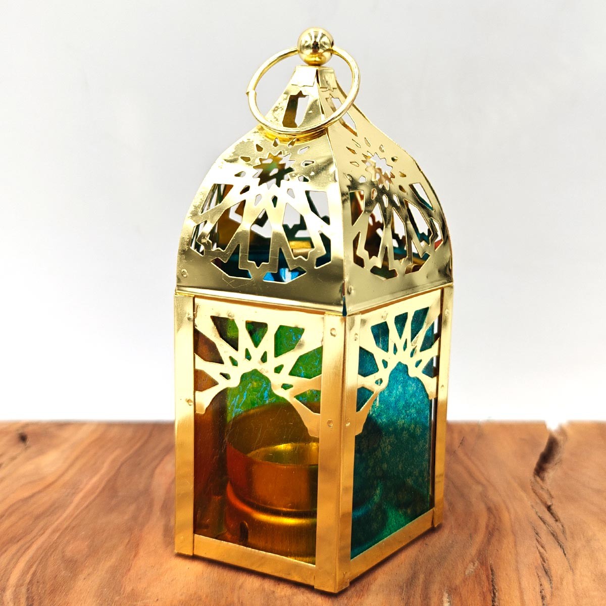 Farolillo Árabe Calado - Dorado - Vela - 12 cm x 7 cm - Modelo 600