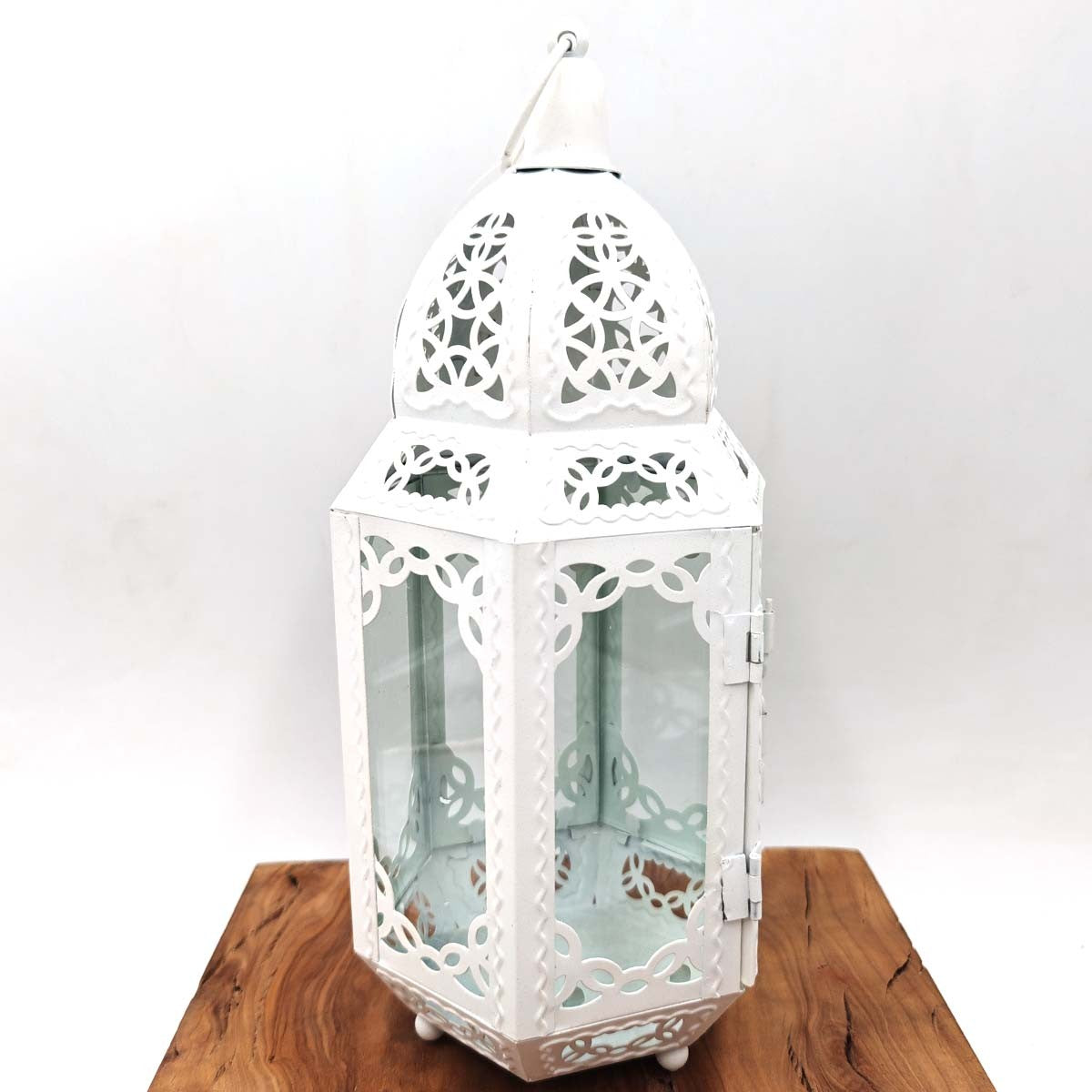 Farol Árabe Calado - Blanco - Vela - 30 cm x 13 cm - Modelo 010