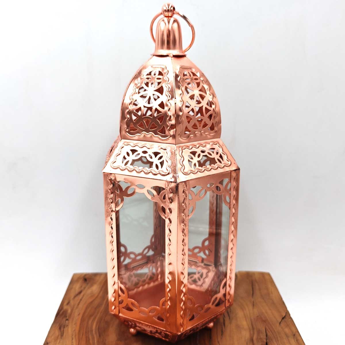 Farol Árabe Calado - Cobre - 30 cm x 15 cm - Modelo 011