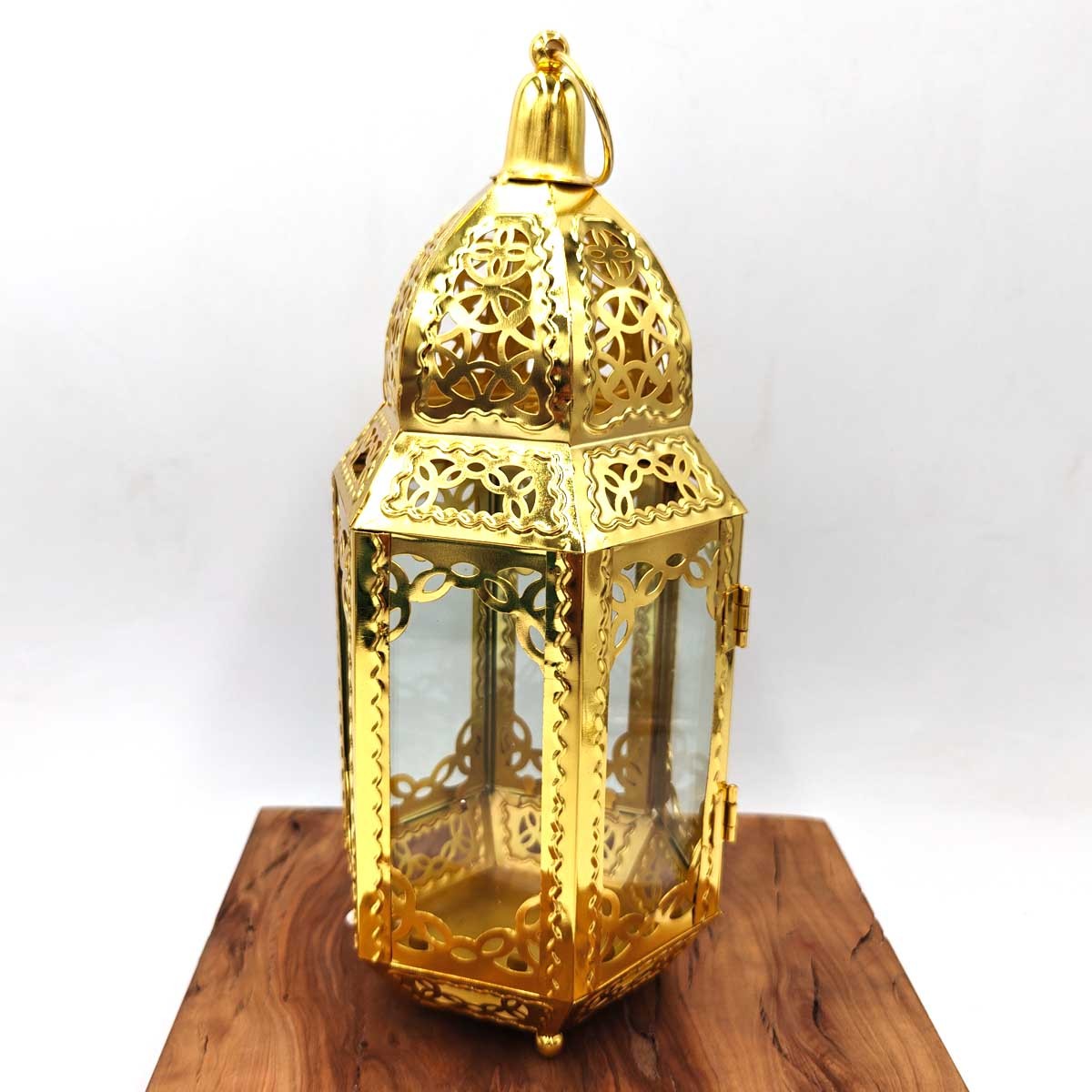 Farol Árabe Calado - Dorado - 17 cm x 9 cm - Modelo 009