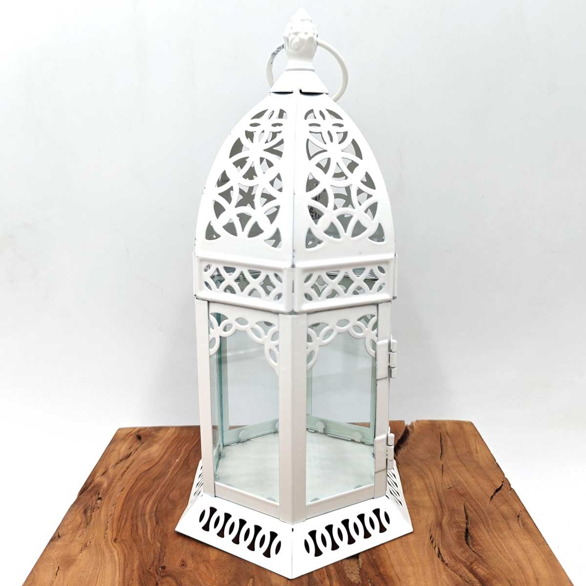 Farol Árabe Calado - Blanco - 25 cm x 12 cm - Modelo 042