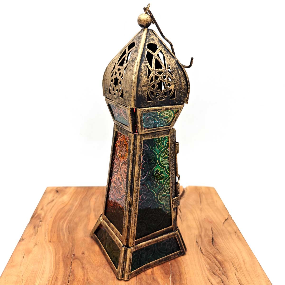 Farolillo Árabe Calado - Dorado Envejecido - 24 cm x 8 cm - Modelo 932