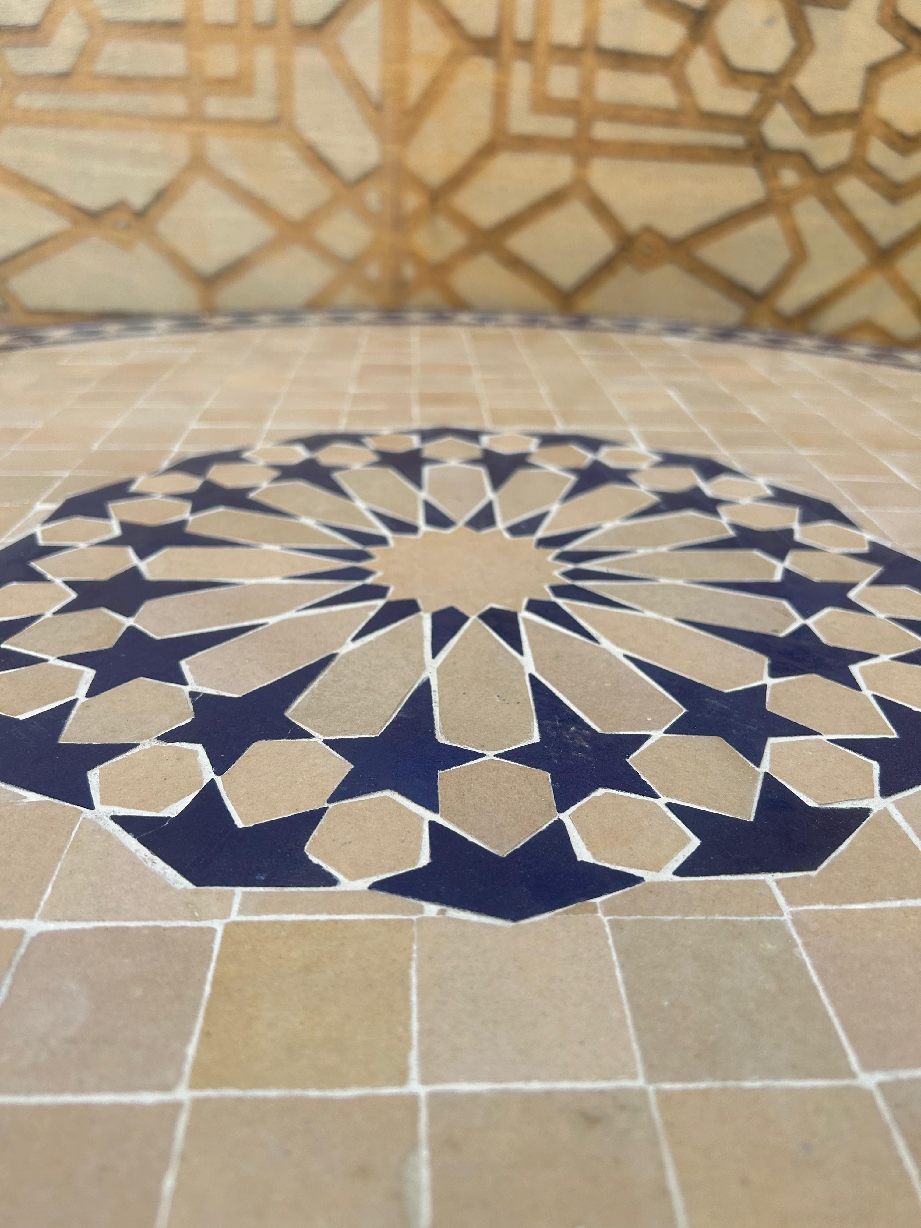 Mesa Mosaico 100 cm - Granado Estrella Alhambra - Modelo Generalife Abiad