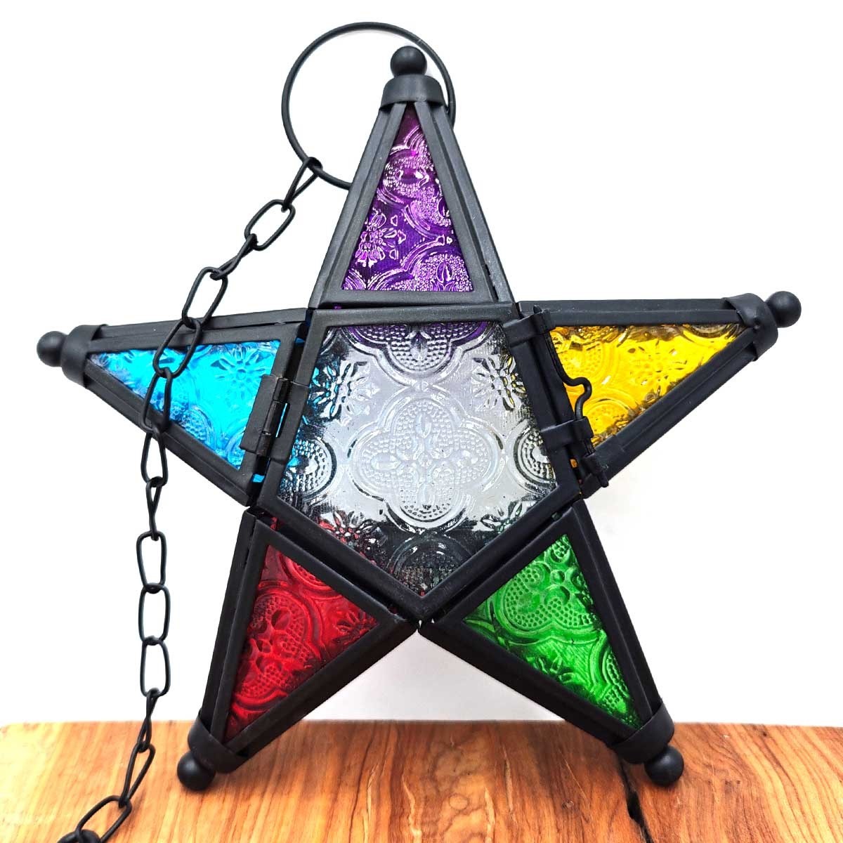 Farol Vela Estrella Multicolor - Calado Árabe -  Modelo Najmati
