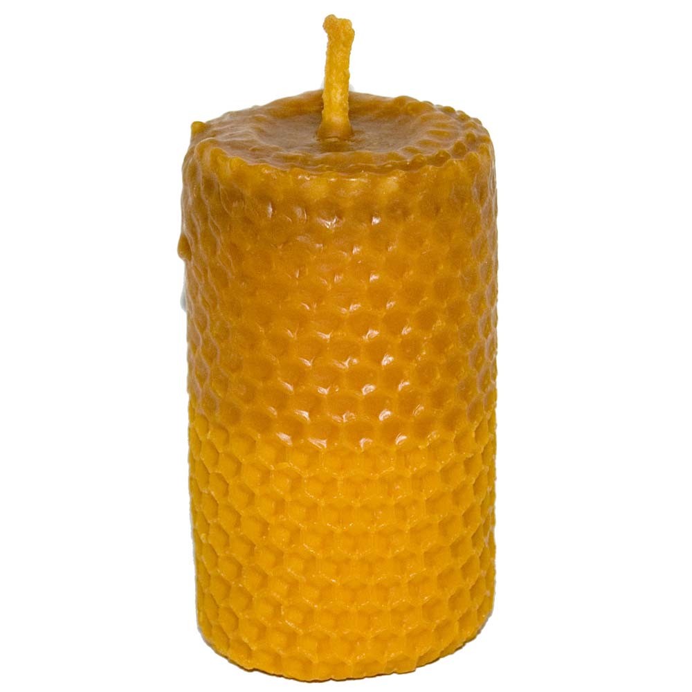 Vela Artesana Redonda de Cera Virgen de Abeja - 5 x 9 cm