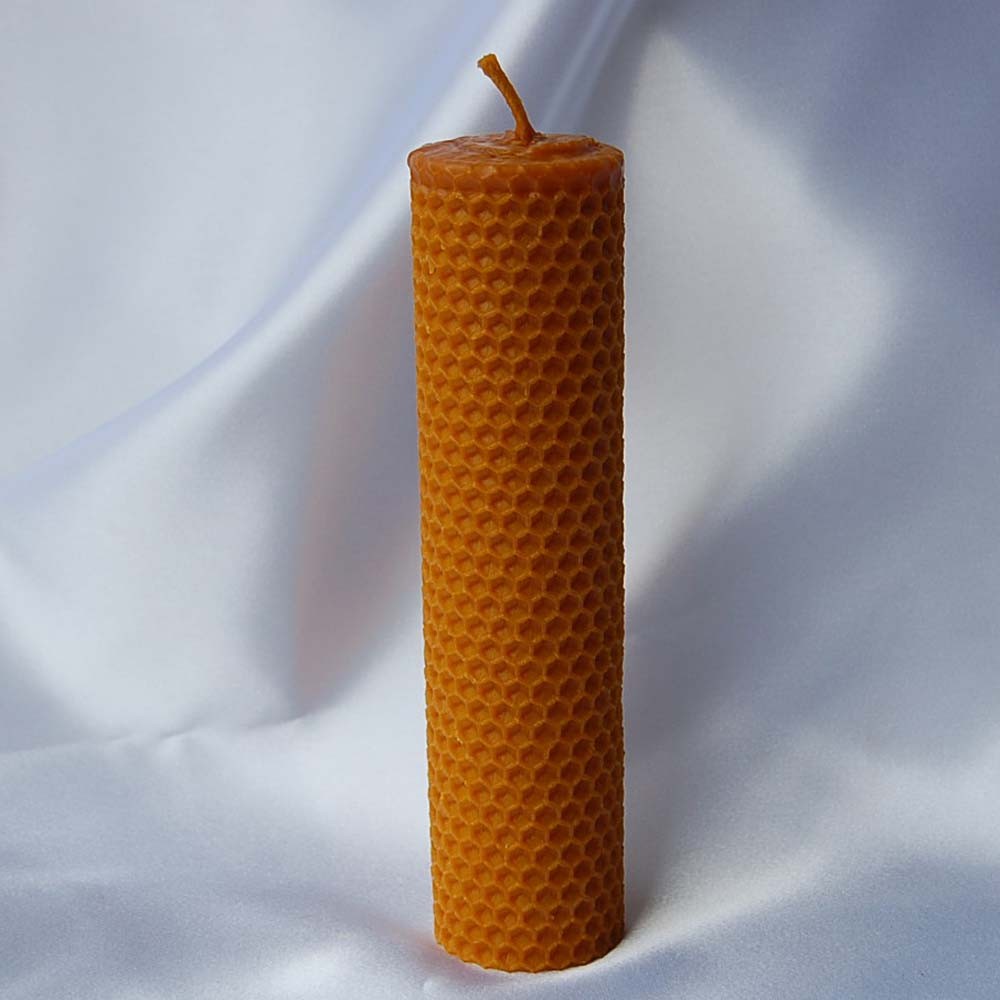 Vela Artesana Redonda de Cera Virgen de Abeja -  17.5 x 4 cm