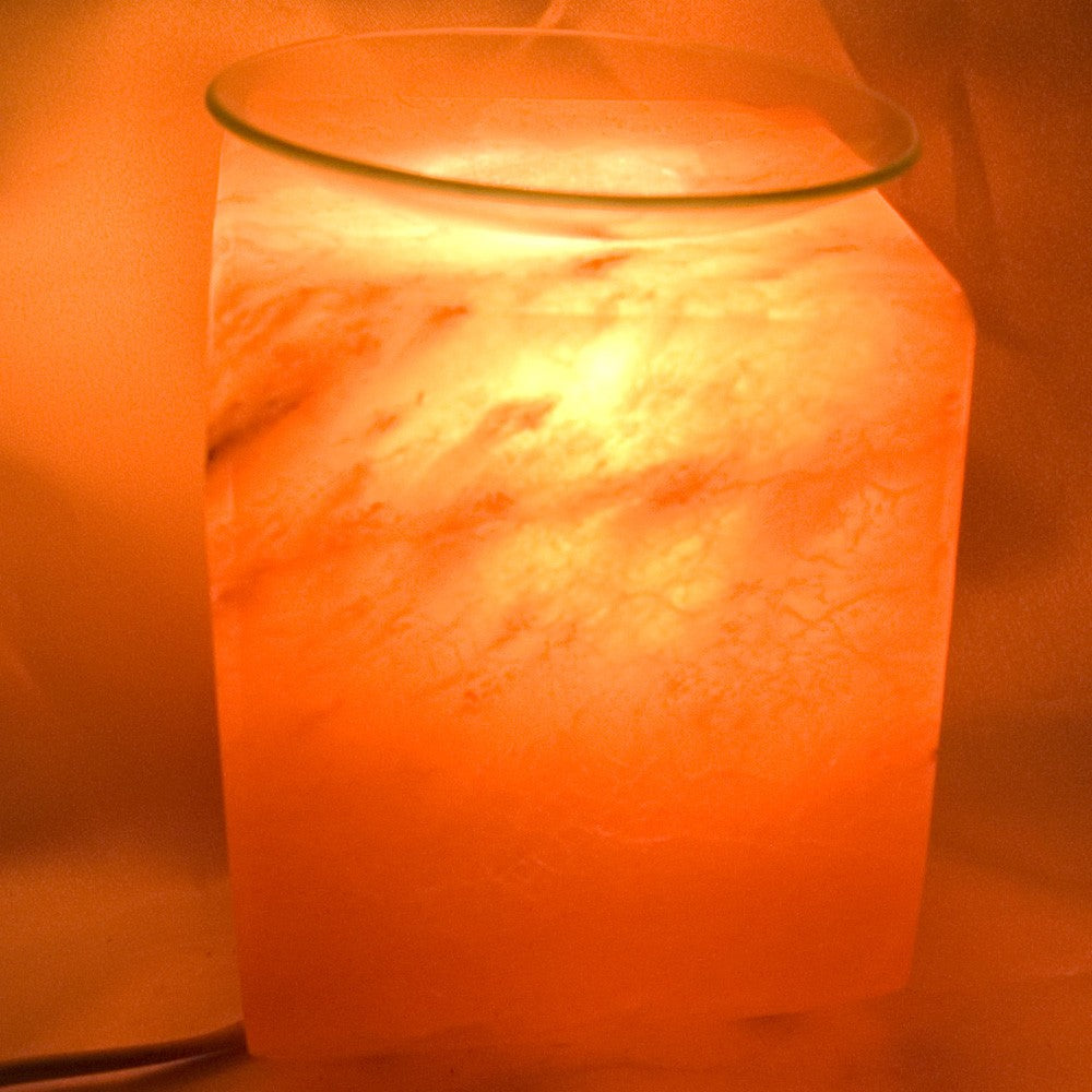 Lámpara Cubo de Sal Pulida - Quemador Perfume Natural - Himalaya