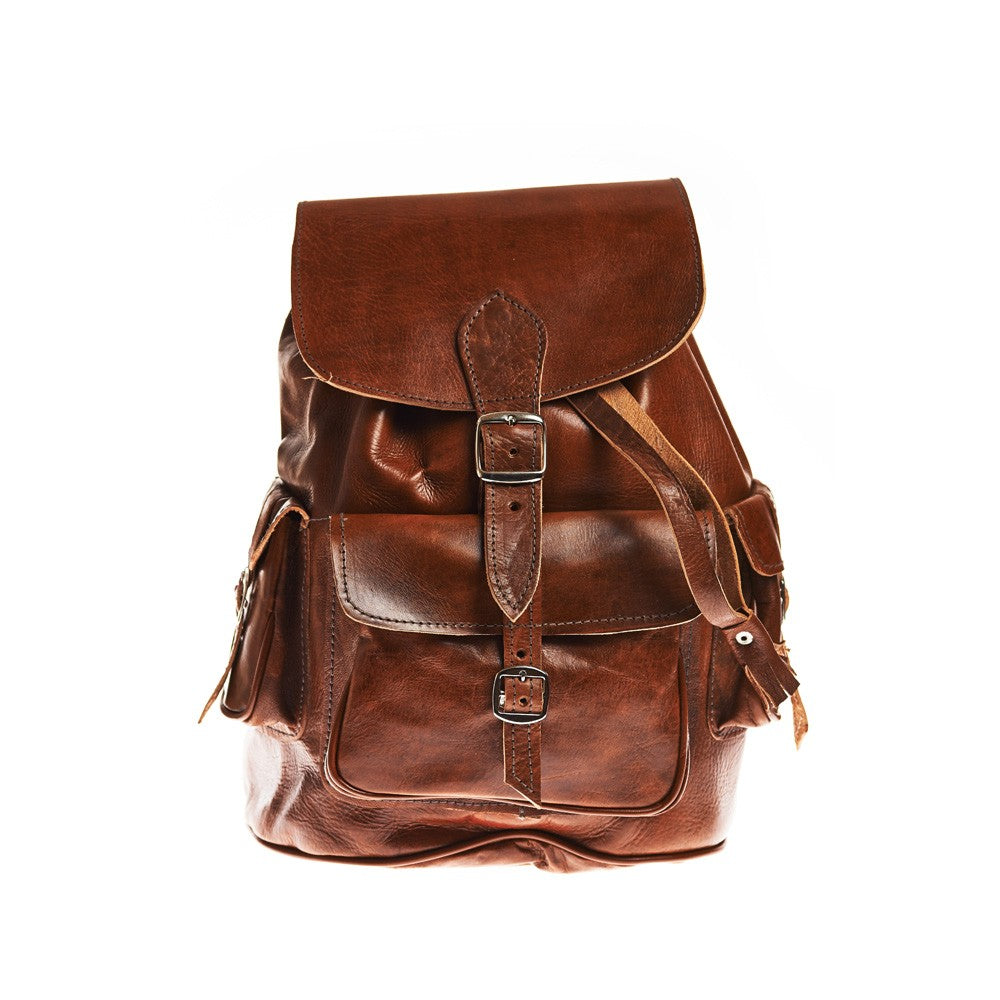 Mochila Cuero - Etnica Africana - Varios Bolsillos - 3 Tamaños