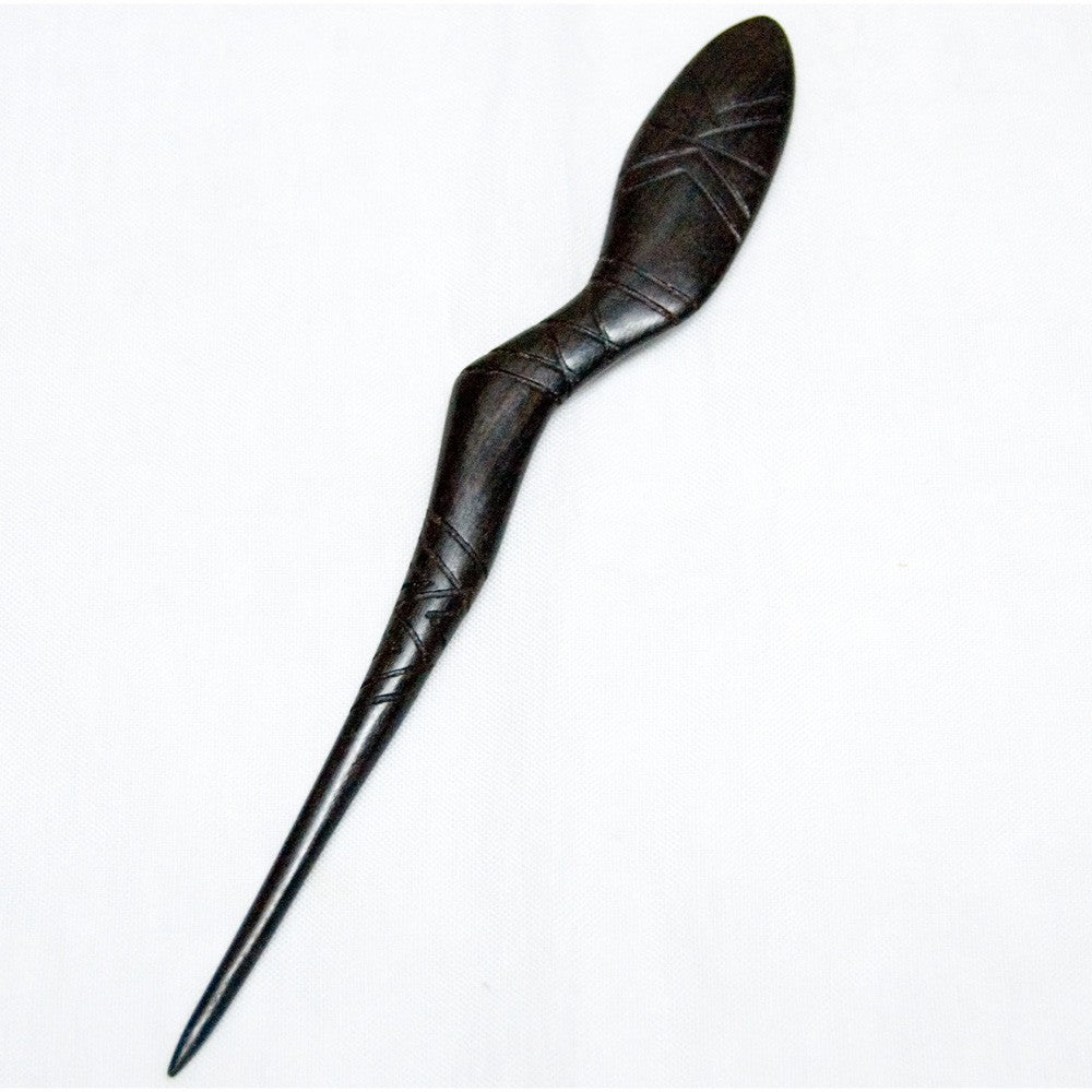 Horquilla Pelo Africa- Madera Ebano - Artesana- Grabada
