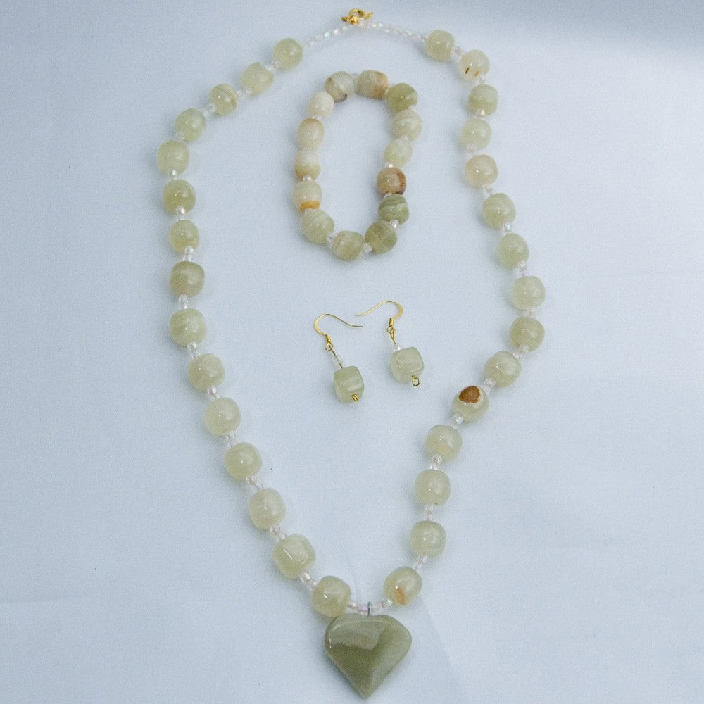 Set Collar Onix Verde - Pendientes - Pulsera - Artesano