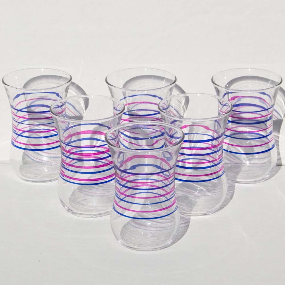 Juego de 6 Vasos Turcos - Modelo Rayas - Gran Calidad