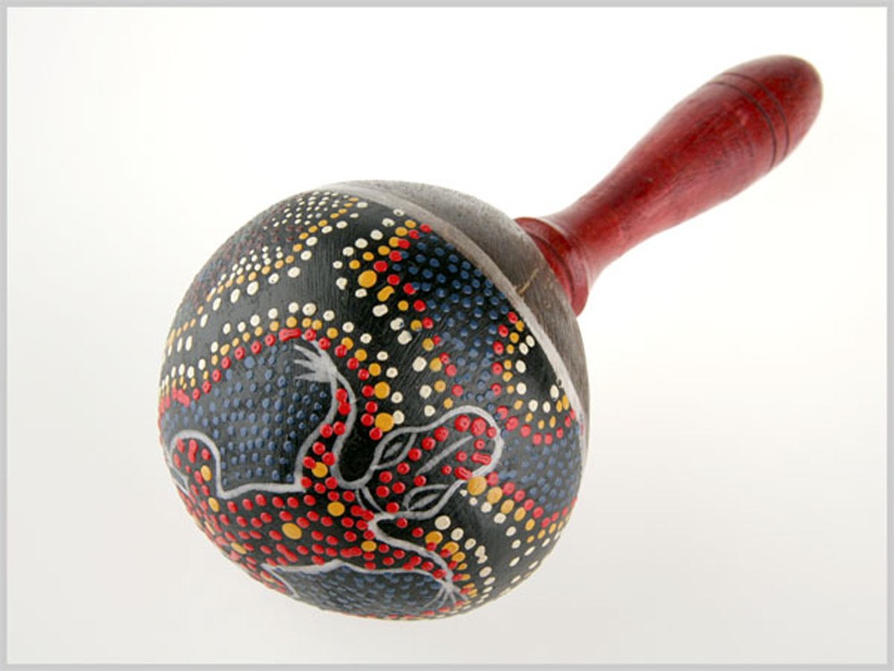 Maracas Madera Coco - Pintado a Mano - Diseño Cocodrilo