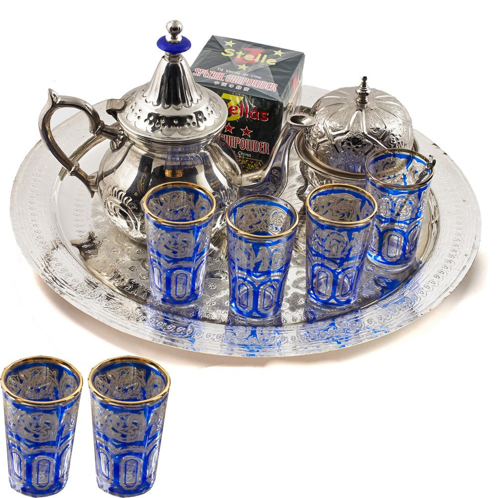 Juego de Té Arabe Completo- Tetera - Bandeja - Vasos - Azucarero