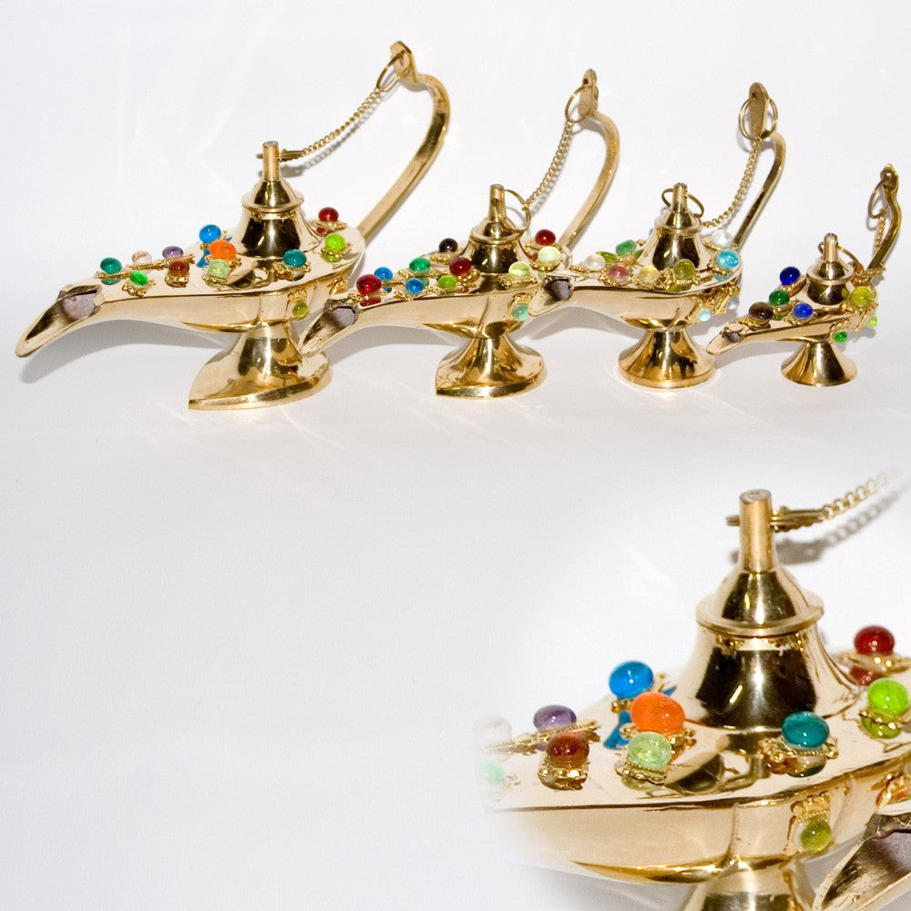 Set 4 Candíles Genio Aladino Bronce -Decorados con Diamantes