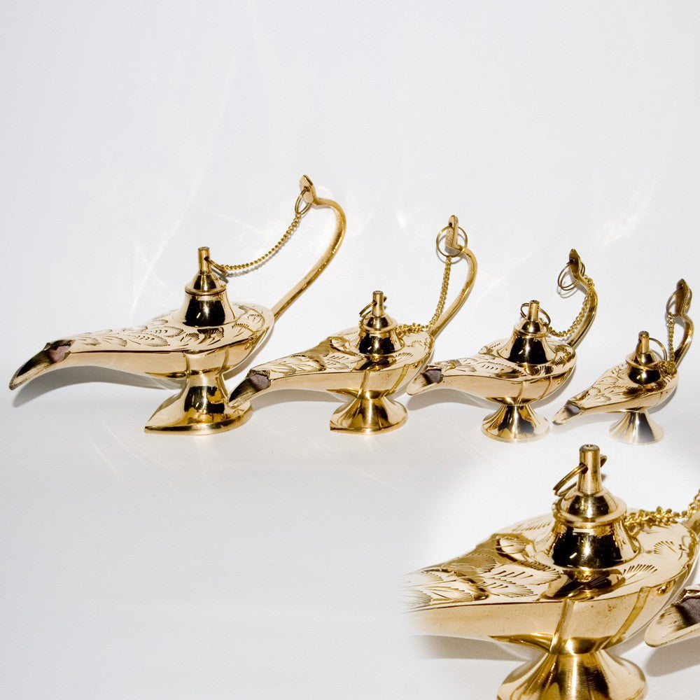 Set 4 Candíles Genio Aladino Bronce -Decorados Grabaciones