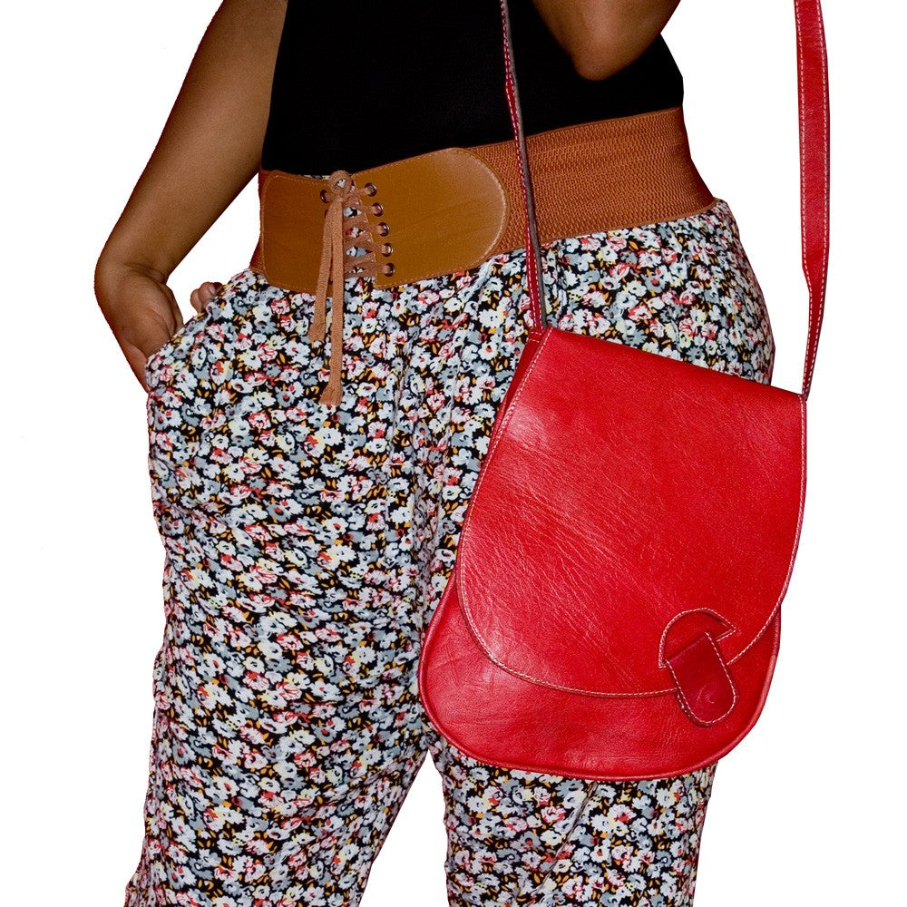 Bolso Cuero Artesanal - Colores - 3 Bolsillos