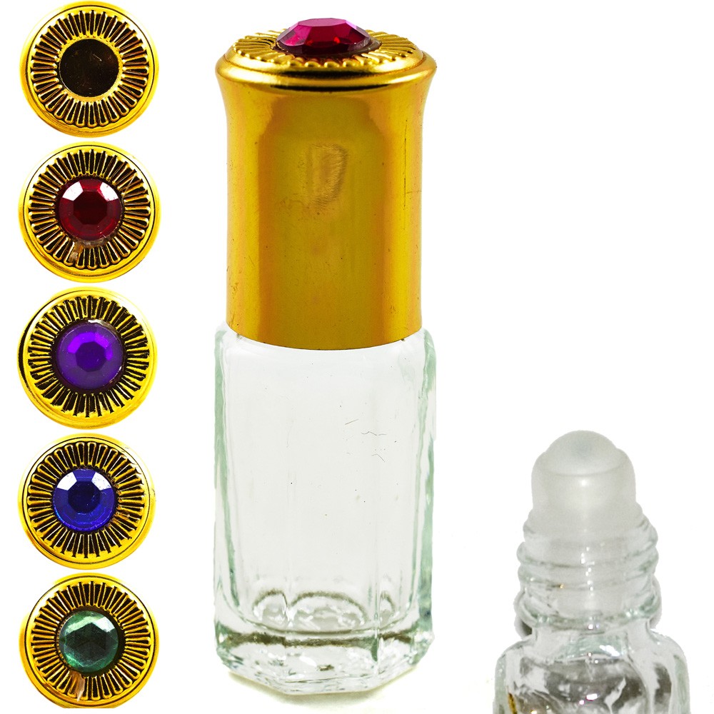 Perfumero Cristal - Roll On - 3 ml - Cabeza Dorada con Diamante