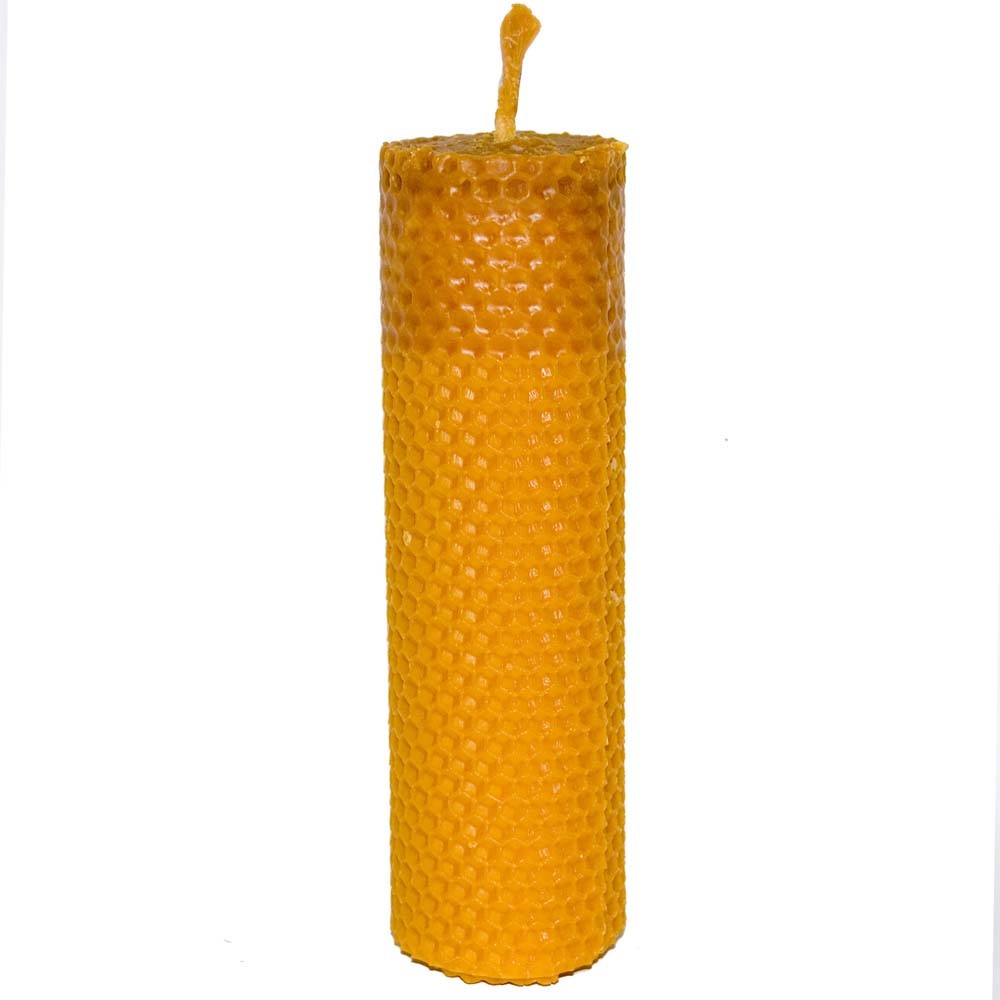 Vela Artesana Redonda de Cera Virgen de Abeja -  17.5 x 5 cm