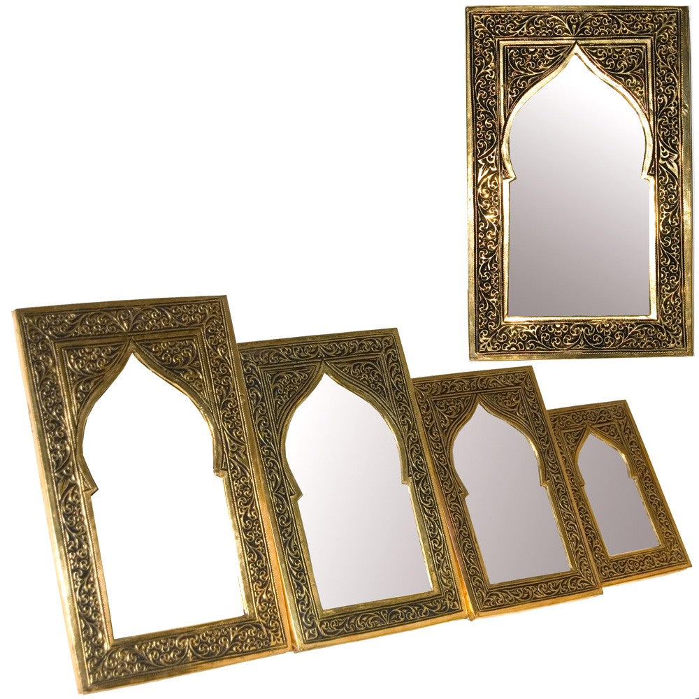 Espejo Latón Grabado - 9 Tamaños - Diseño Arco Arabe