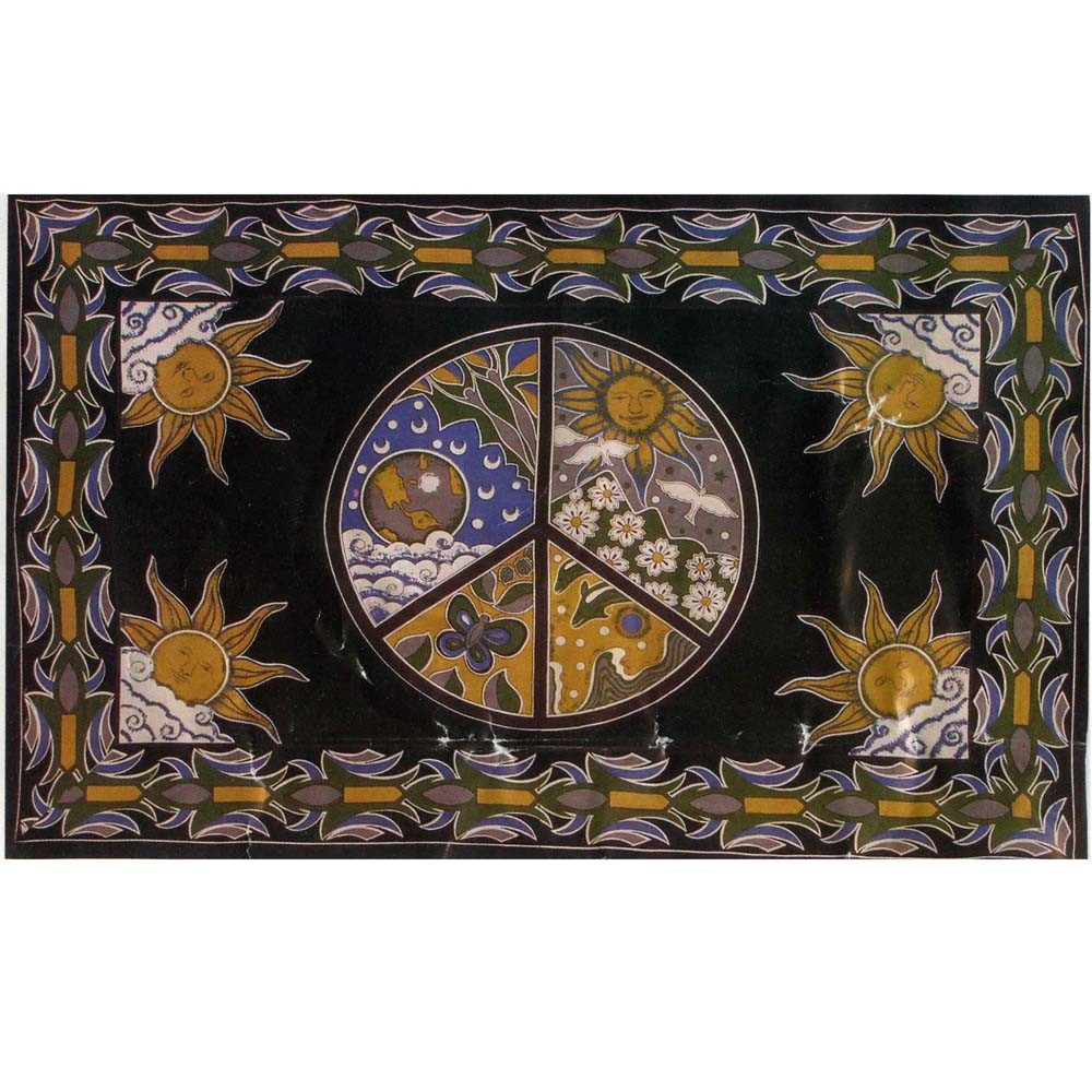 Tela Algodon India-Símbolo Paz Sol y Luna-135 x 210 cm