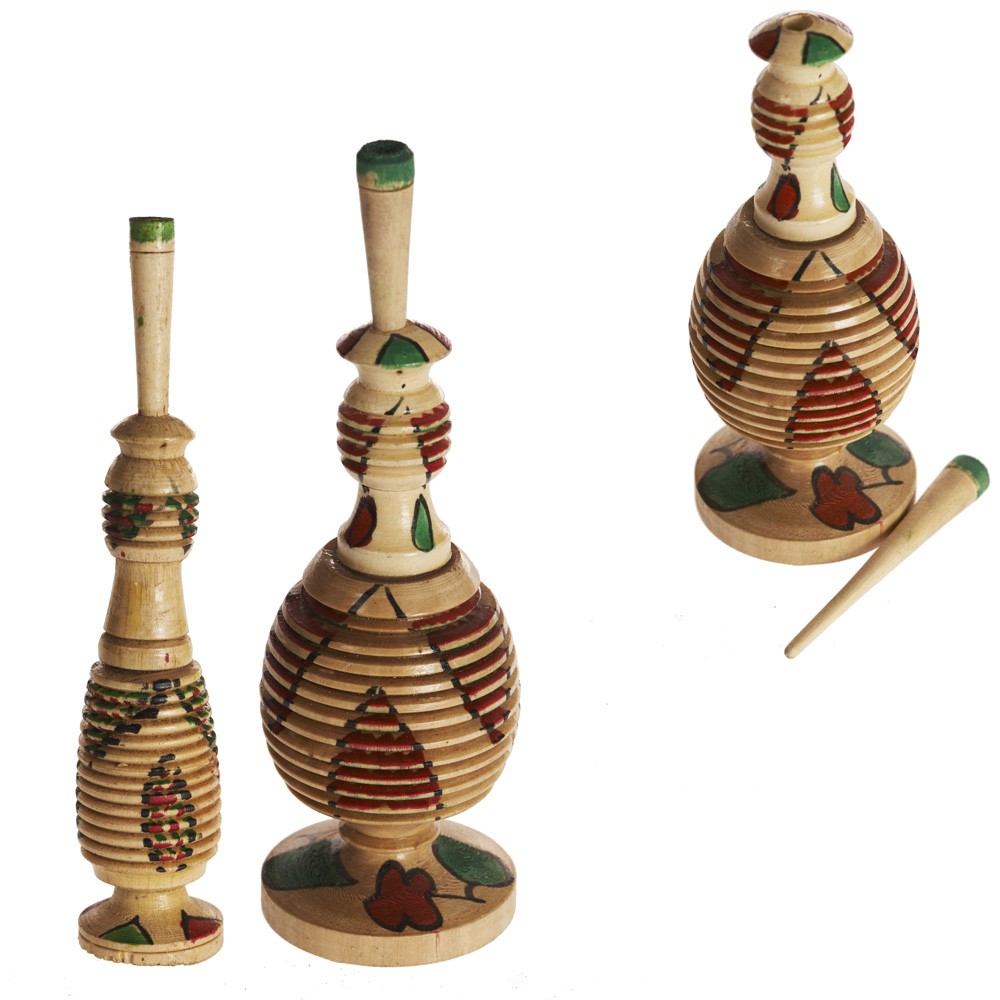 Recipiente Y Palo de Madera  (Kujul) - 2 Piezas - Artesanal