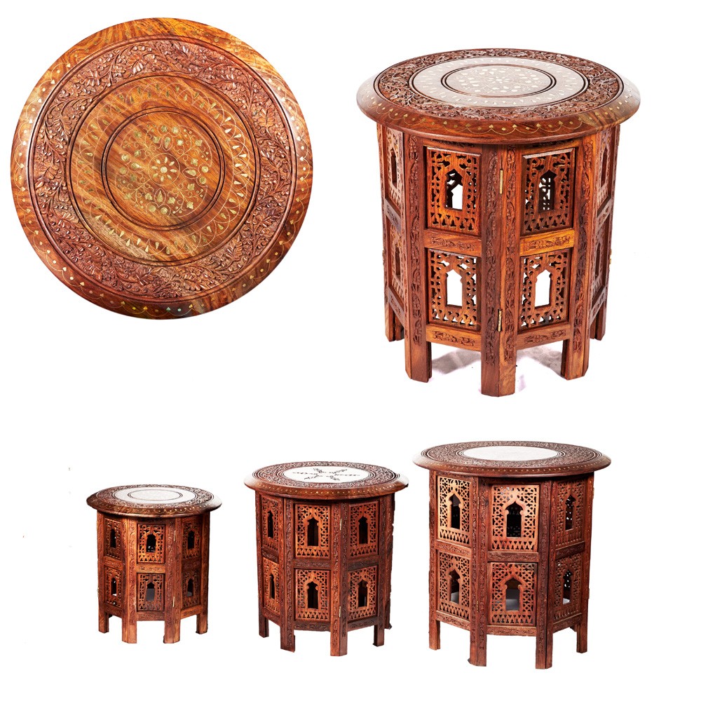 Mesa de Madera de India Artesana- Desmontable