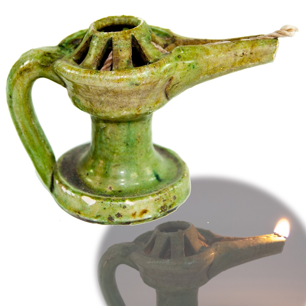 Aladino Barro - Barniz Verde Envejecido - Aceite y Algodón 10 cm