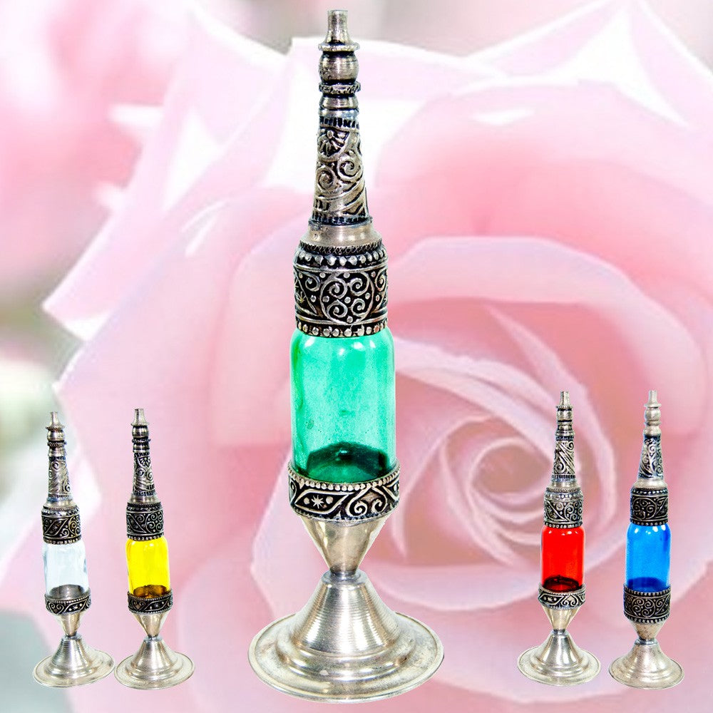 Perfumero Alpaca Grabada - Colores- 2 Piezas - Agua de Rosas