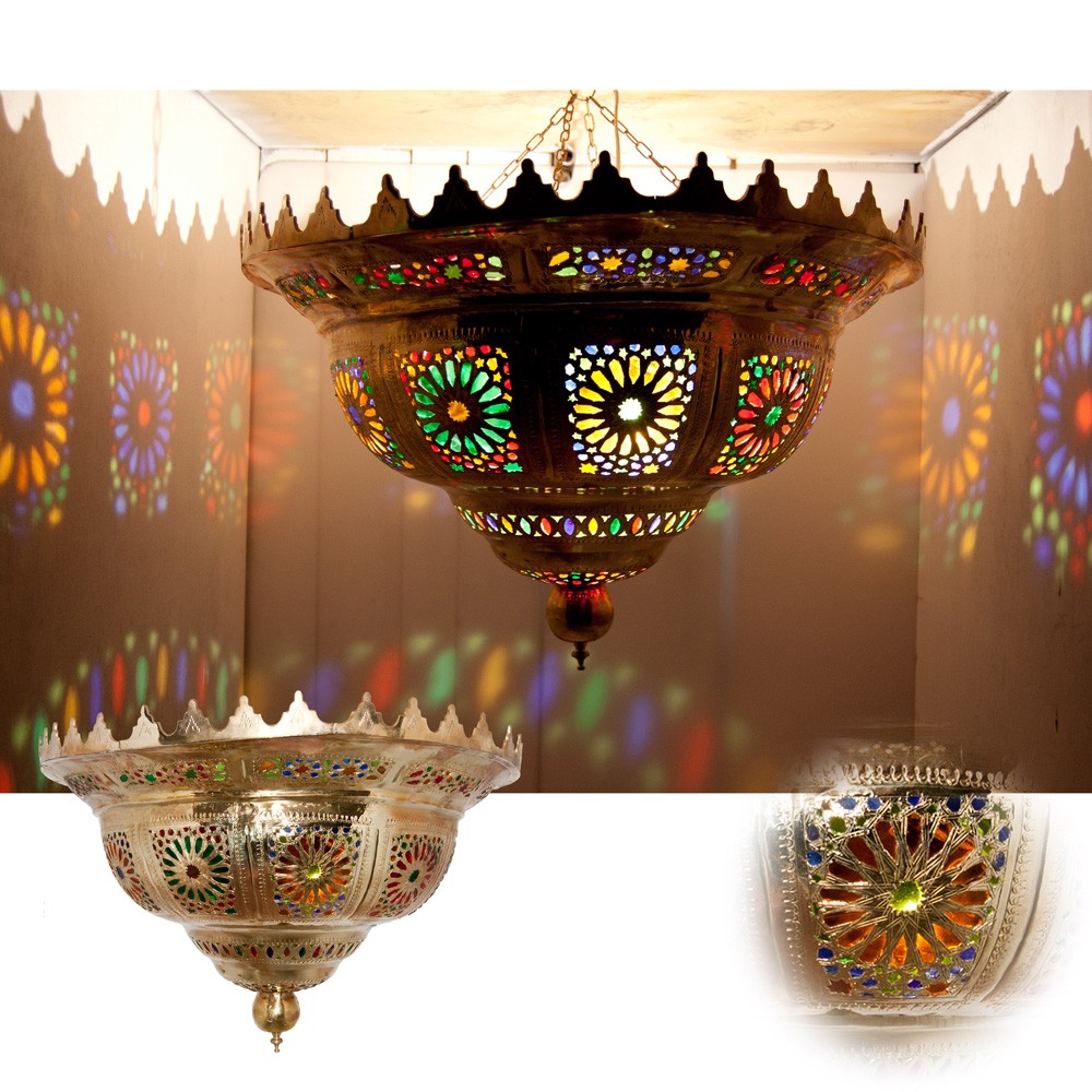Plafón Esmeralda Gigante Latón - Mosaico Arabe Resinas Colores