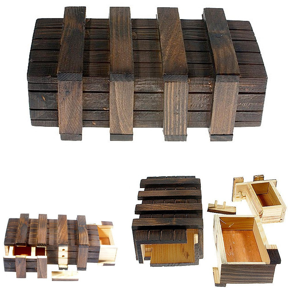 Caja Mágica - 2 Compartimentos Secretos - Madera Envejecida