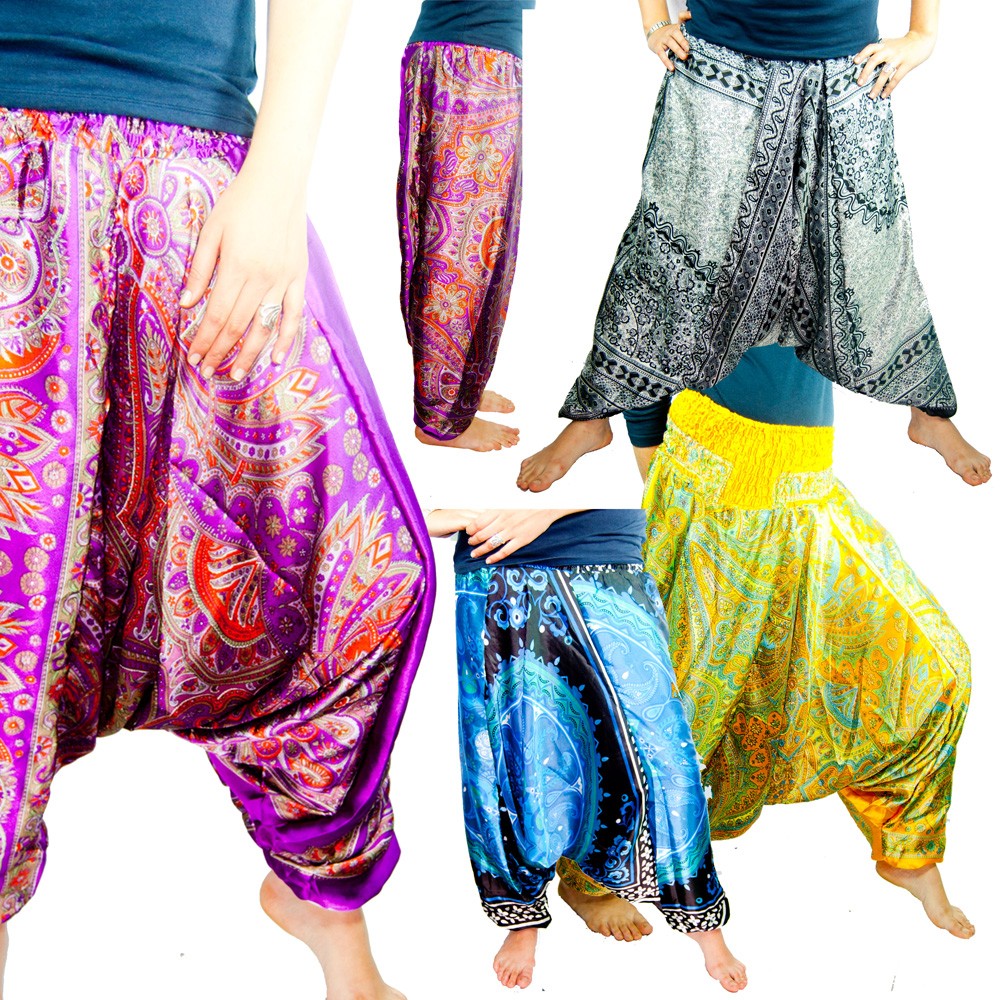 Pantalón Bombacho -  Estampado Floral - Talla Unica - Seda