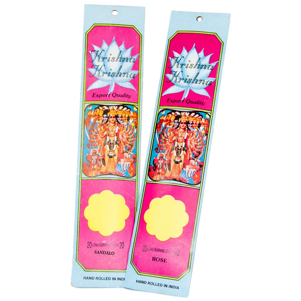 Pack 2 Paquetes Inciensos Krishna -Rosa y Sandalo -40 Varillas