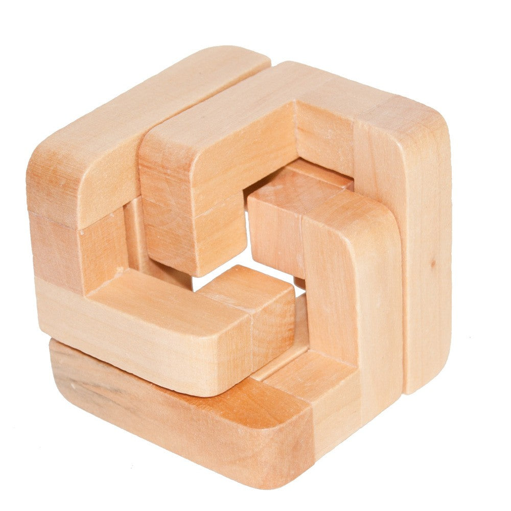 Juego Medio Cubo -Madera- Ingenio - Rompecabezas - 6 x 6 cm