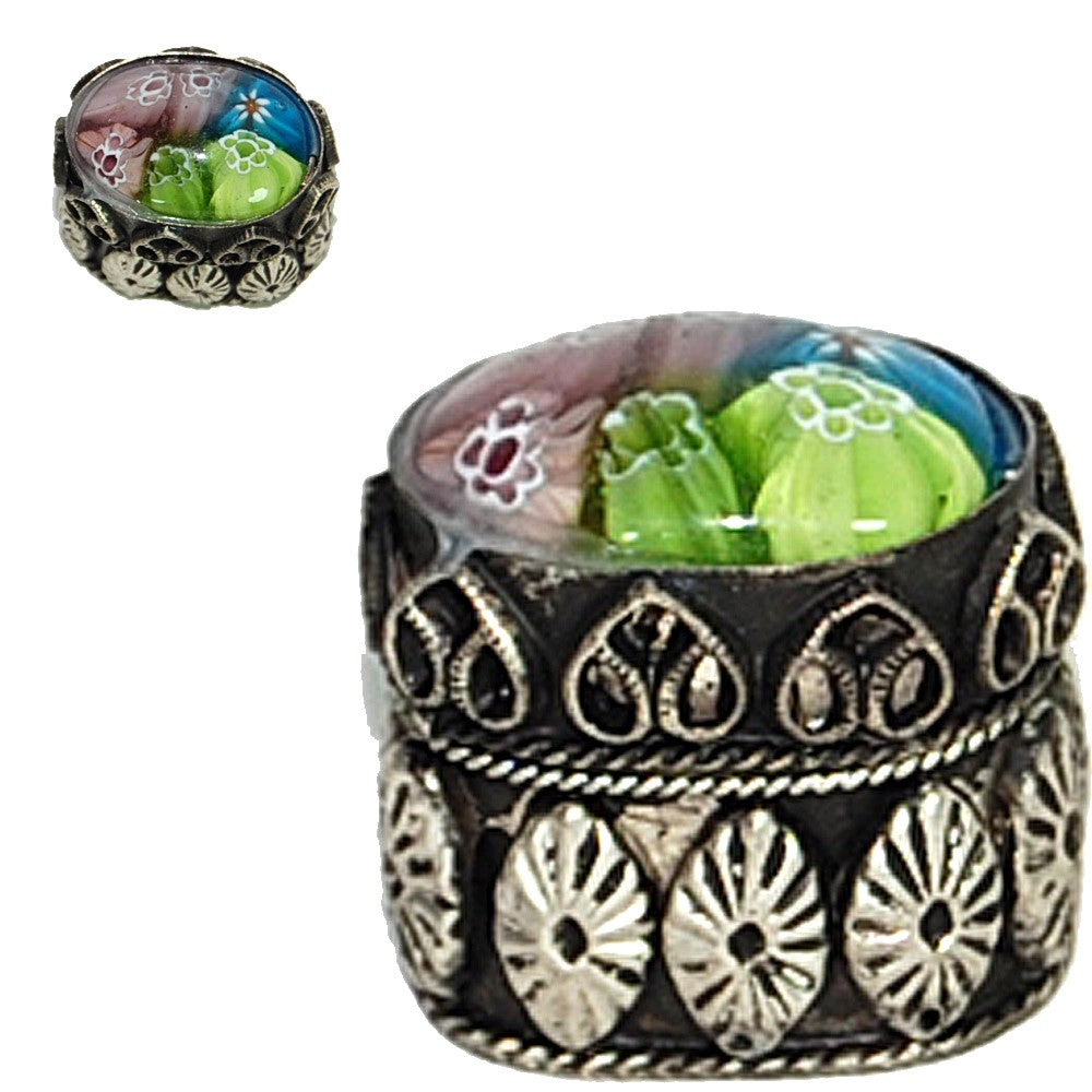 Cajita Alpaca Grabada Mini - Diseño Oriental - 3 cm