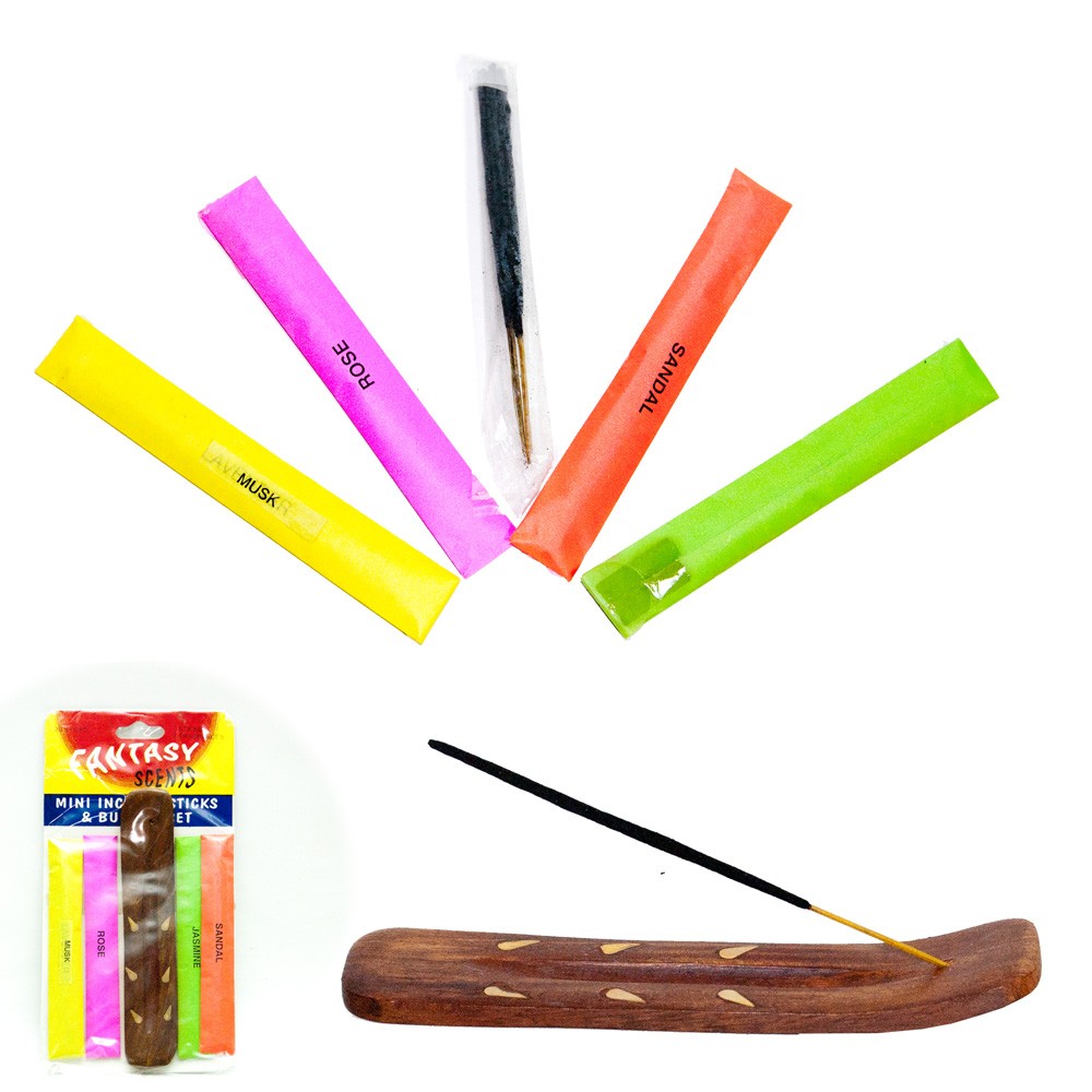 Pack Incensario Mini + 20 Varillas - 4 Olores - Ideal Regalo