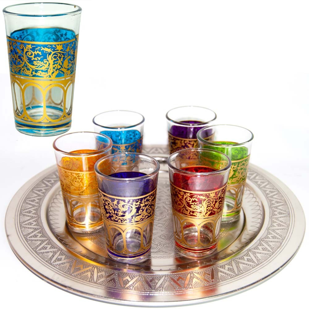 Juego 6 Vasos Arabes - Mano de Fátima - Multicolor - Modelo 4
