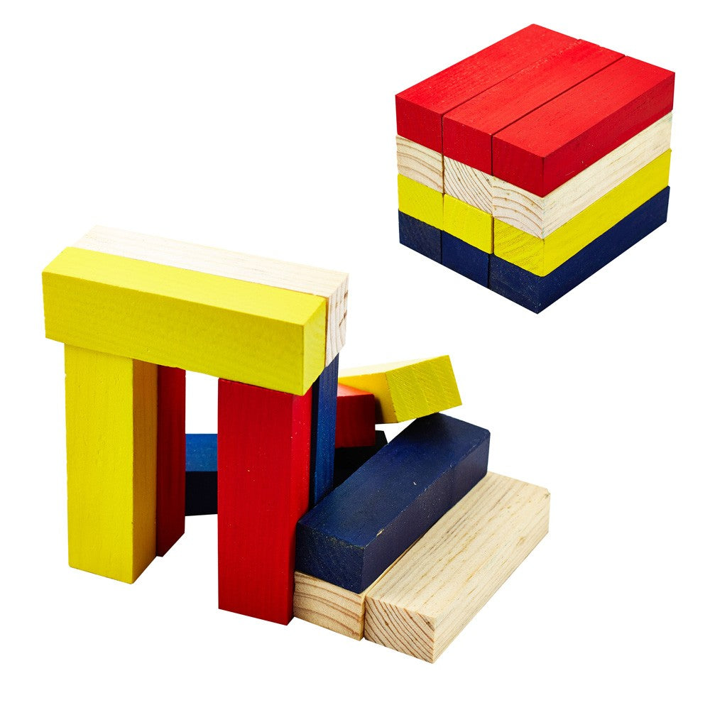 Juego Bloques Madera - Multicolor - 12 Piezas - Montar Figuras