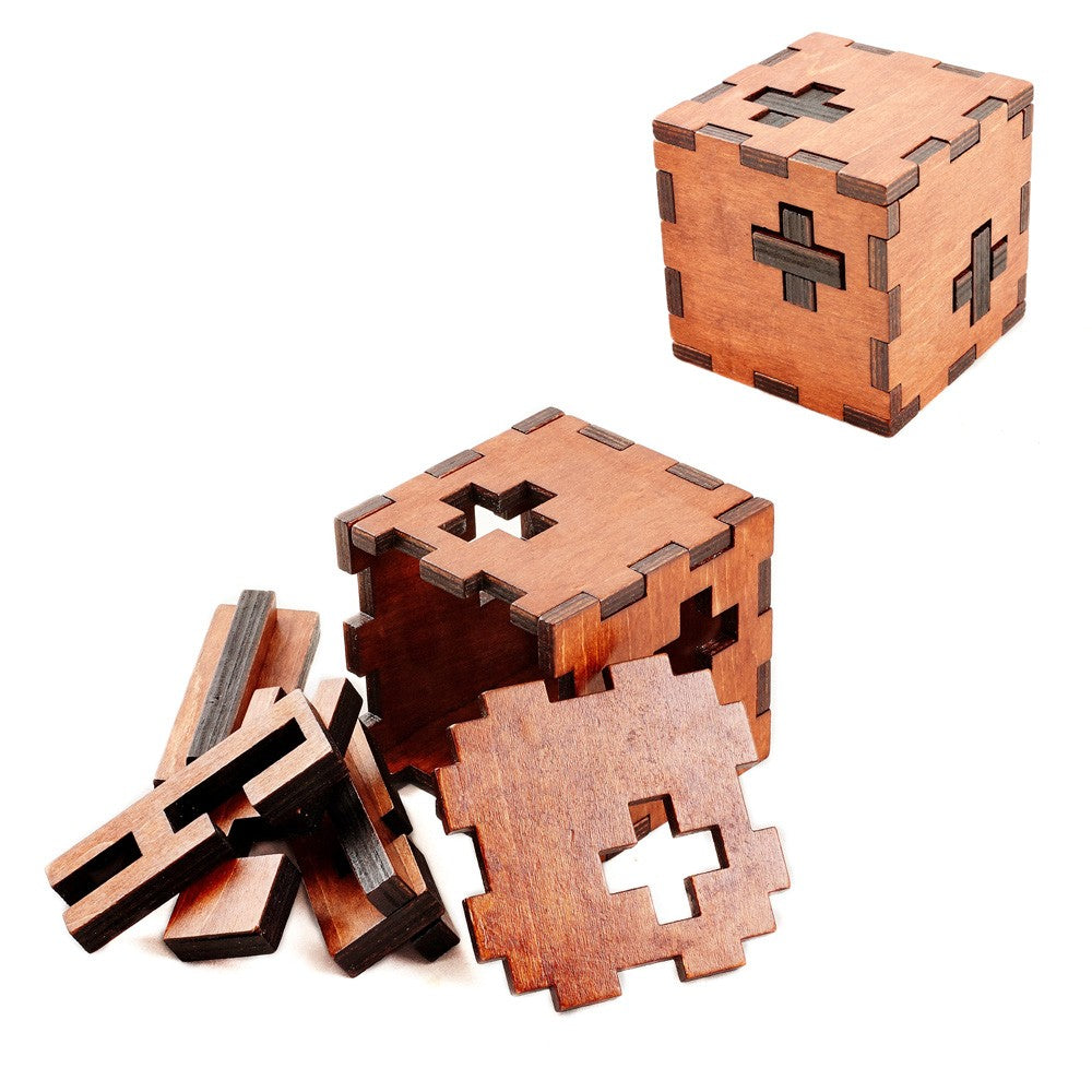 Cubo Puzzle 3 Cruces - Juego Ingenio - 6.4 cm - Desmontable