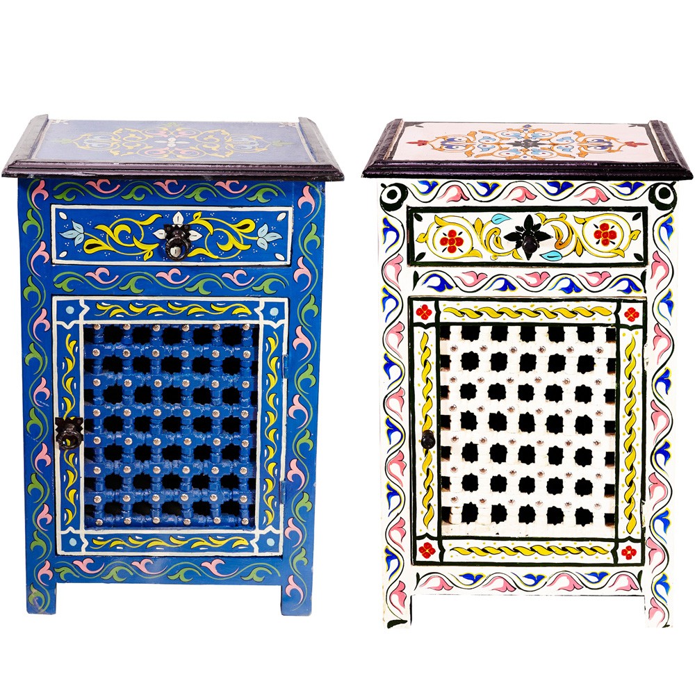 Mesita de Noche Celosía Andalusí Pintada a Mano - Varios Colores