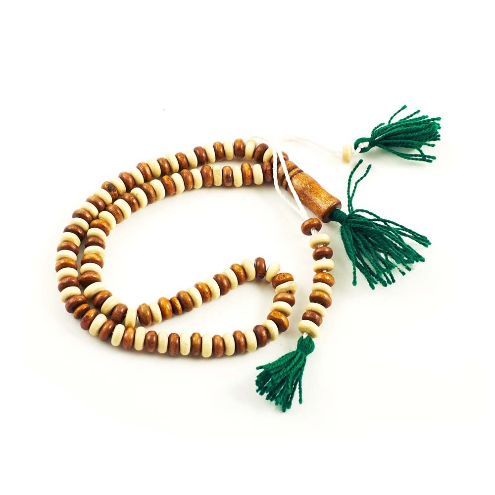 Tasbih madera bicolor 100 bolas - Madera  - 25 cm - Ideal Viaje
