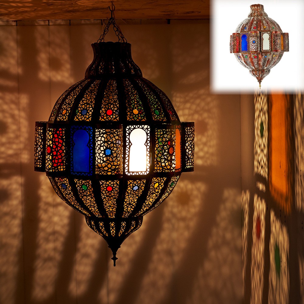 Lámpara Esmeralda Calada - Ventanas Colores - 75 cm - Calidad
