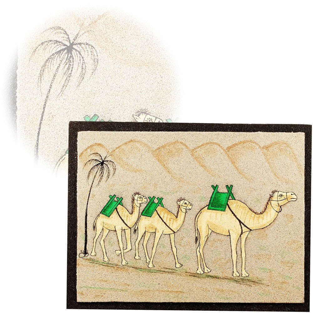 Cuadro Arena 3 Camellos - 2 Tamaños - Realizado Artesanalmente